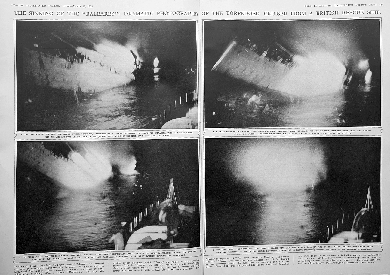 The Baleares sunk in action March 19th